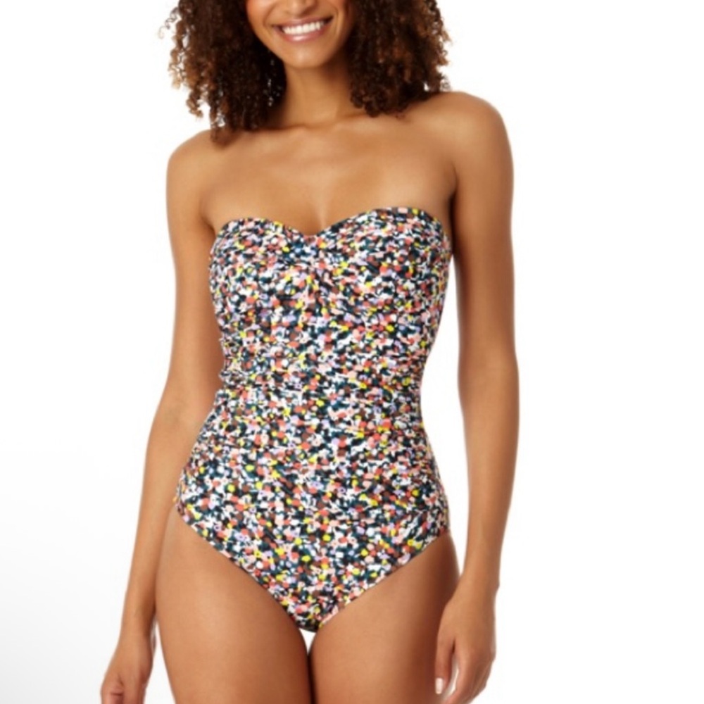 Anne Cole Colorful Strapless One Piece Swimsuit